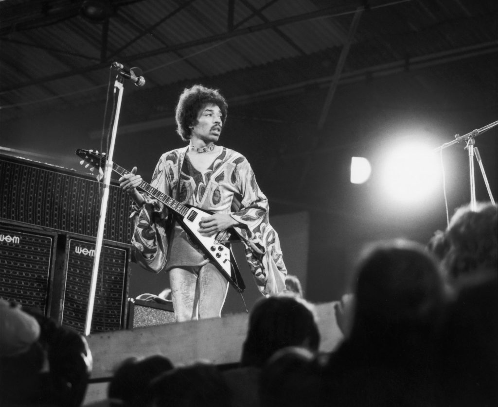 Jimi Hendrix sul palco del Festival dell'Isola di Wight, 1970